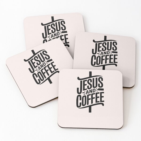 Item preview, Jesus and Coffee Cross Calligraphy Bible Verses Christian Faith Art designed and sold by  KnitLuv.