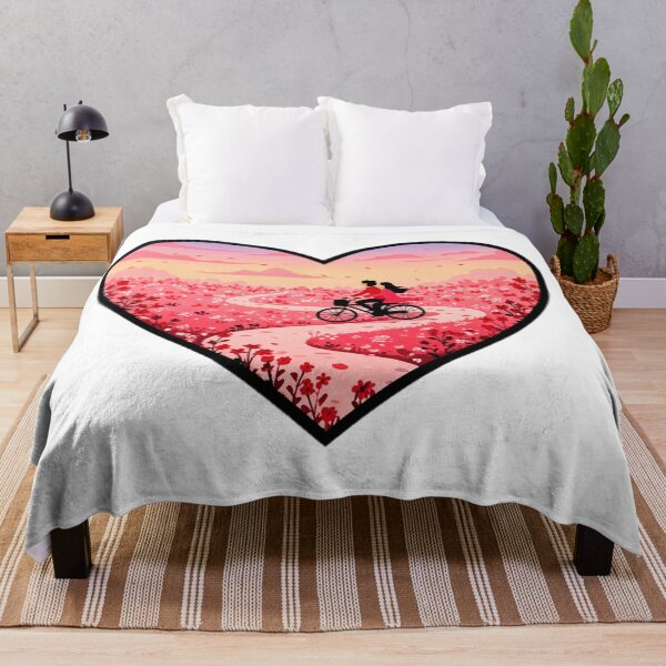 Item preview, Romantic Bike Ride Through a Vibrant Flower Field at Sunset, Framed in a Heart - Love Journey designed and sold by KreaDesignOne.