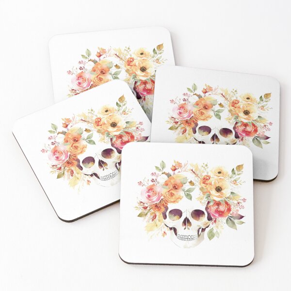 Item preview, A skull with flowers designed and sold by krabbaraban.
