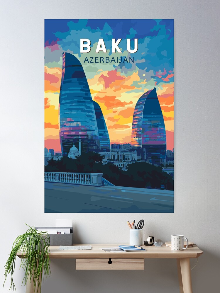 Baku Azerbaijan Travel Art Vintage