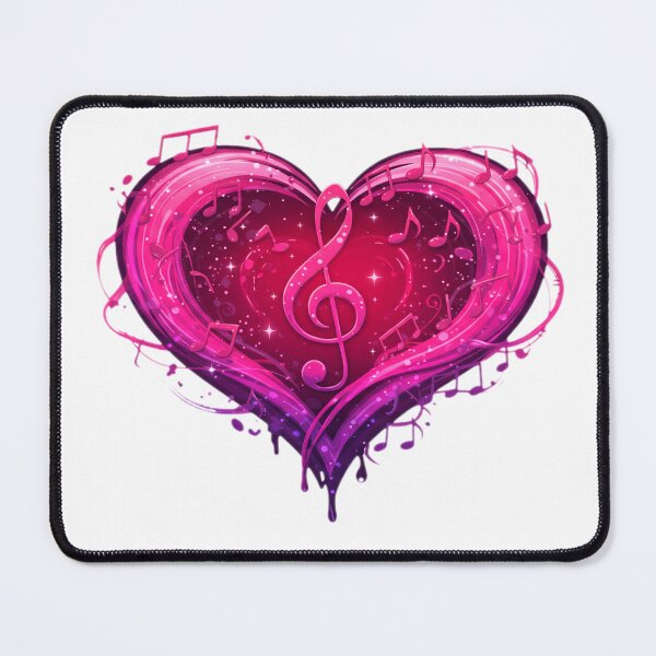 Item preview, Vibrant Heart with Treble Clef and Musical Notes in Swirling Pink and Purple Tones - Melody designed and sold by KreaDesignOne.