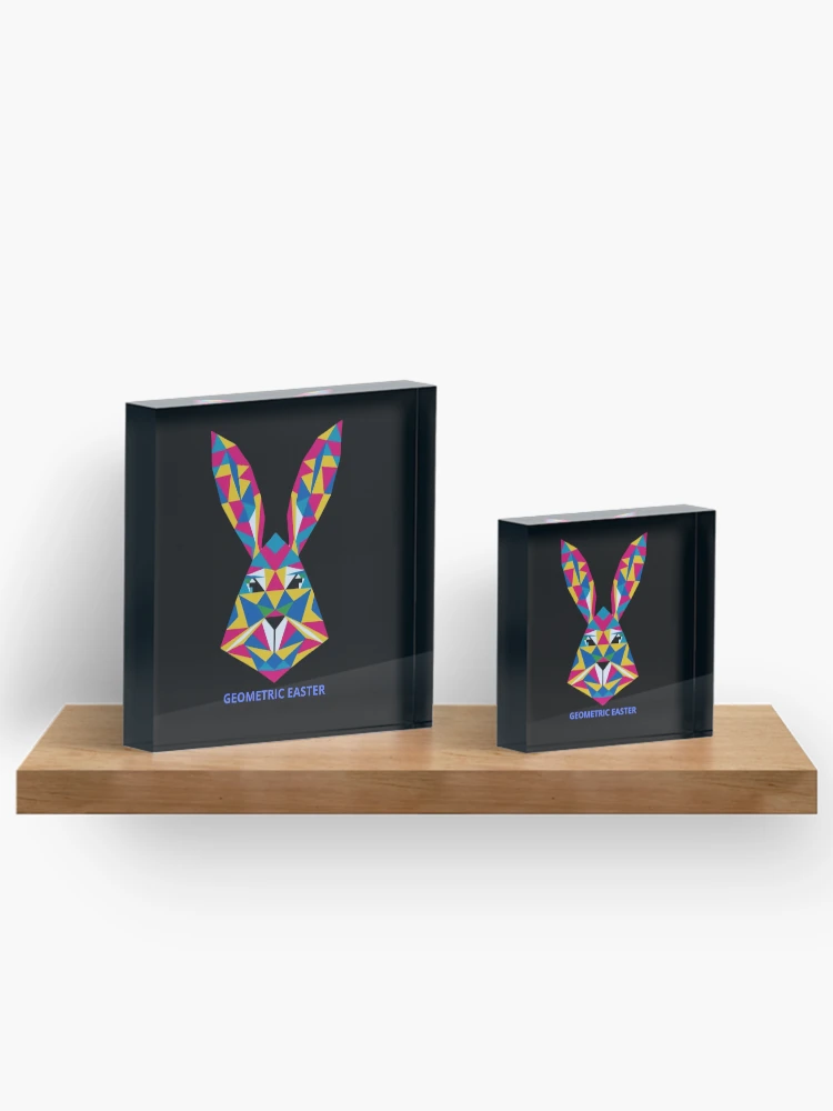 Thumbnail 3 of 5, Acrylic Block, Geometric Rabbit Portrait designed and sold by likeforcode.