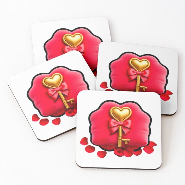 Item preview, Elegant Golden Heart Key with Red Bow on Cushion, Surrounded by Rose Petals - Romantic Gift designed and sold by KreaDesignOne.