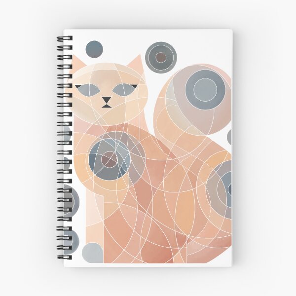 Item preview, abstract cat in peach and gray watercolor circles  designed and sold by NoaaDesign.