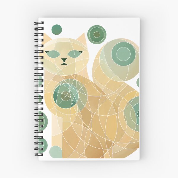 Item preview, abstract cat in yellow and green watercolor circles  designed and sold by NoaaDesign.