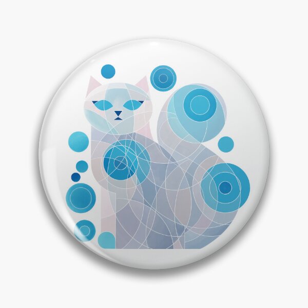 Item preview, Abstract cat in blue and lilac watercolor circles  designed and sold by NoaaDesign.