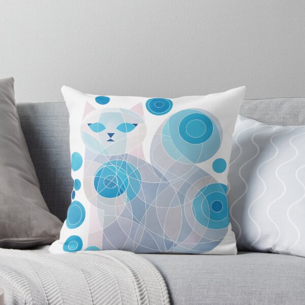 Artikelvorschau, Abstrakte Katze in blauen und lila Aquarellkreisen entworfen und verkauft von NoaaDesign.