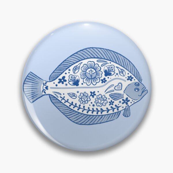 Item preview, Delft Blue Porcelain Winter Flounder designed and sold by Blue Point Arts.