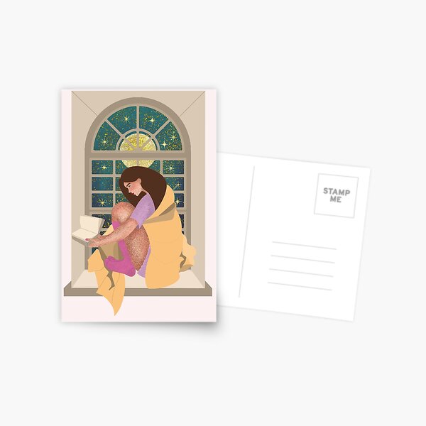 Item preview, woman in a blanket woman reading a book woman sitting on the window reading a book designed and sold by grinkatalin.
