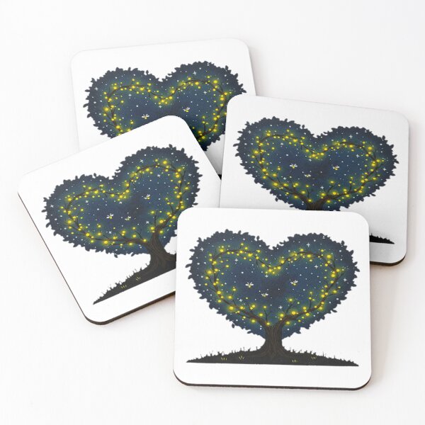 Item preview, Enchanted Night Heart Tree with Glowing Fireflies and Radiant Leaves - Magical Romantic Atmosphere designed and sold by KreaDesignOne.