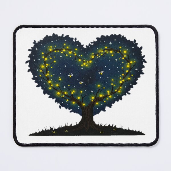 Item preview, Enchanted Night Heart Tree with Glowing Fireflies and Radiant Leaves - Magical Romantic Atmosphere designed and sold by KreaDesignOne.
