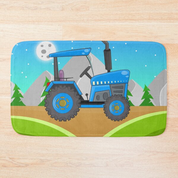 Item preview, Cartoon Blue Tractor – Mountain Farm Scene designed and sold by TurboTrac.