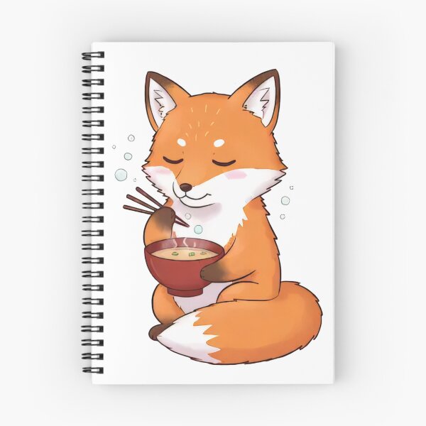 Item preview, kawaii fox enjoying a steaming bowl of miso soup designed and sold by Kababaa.