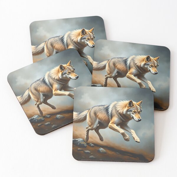 Item preview, Running Wolf Oil Painting Style Wild Animal Art designed and sold by kakarikihill.