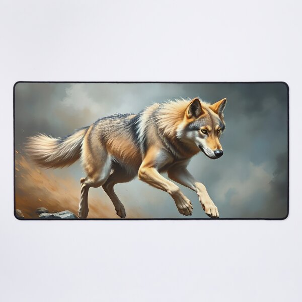 Item preview, Running Wolf Oil Painting Style Wild Animal Art designed and sold by kakarikihill.