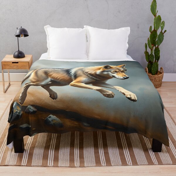 Item preview, Running Wolf Oil Painting Style Wild Animal Art designed and sold by kakarikihill.