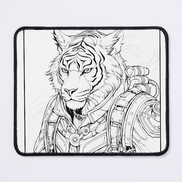 Item preview, Robot Tiger #3 Coloring Page Pattern  designed and sold by DavidColoring.