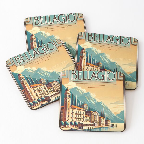 Item preview, Bellagio Art Deco Travel Poster – Vintage Italian Lakes Illustration designed and sold by ilconte87.