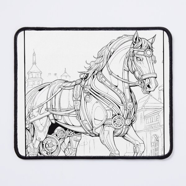 Item preview, Steampunk Horse Coloring Page Pattern  designed and sold by DavidColoring.