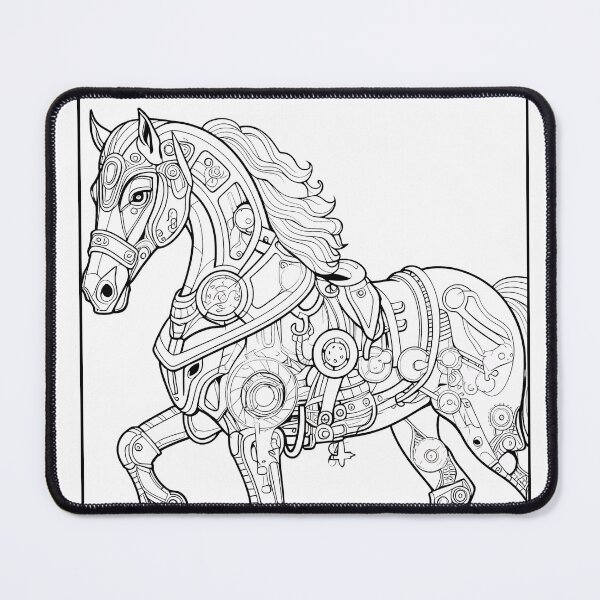 Item preview, Steampunk Horse #2 Coloring Page Pattern  designed and sold by DavidColoring.