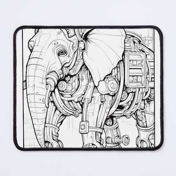 Item preview, Steampunk Elephant Coloring Page Pattern  designed and sold by DavidColoring.