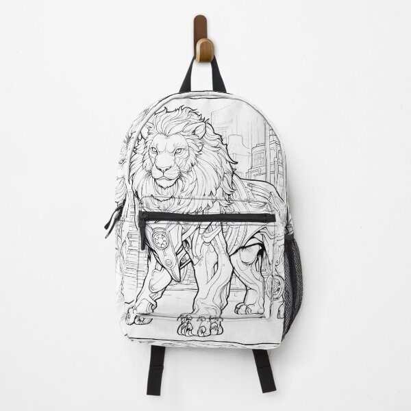 Item preview, Steampunk Lion Coloring Page Pattern designed and sold by DavidColoring.