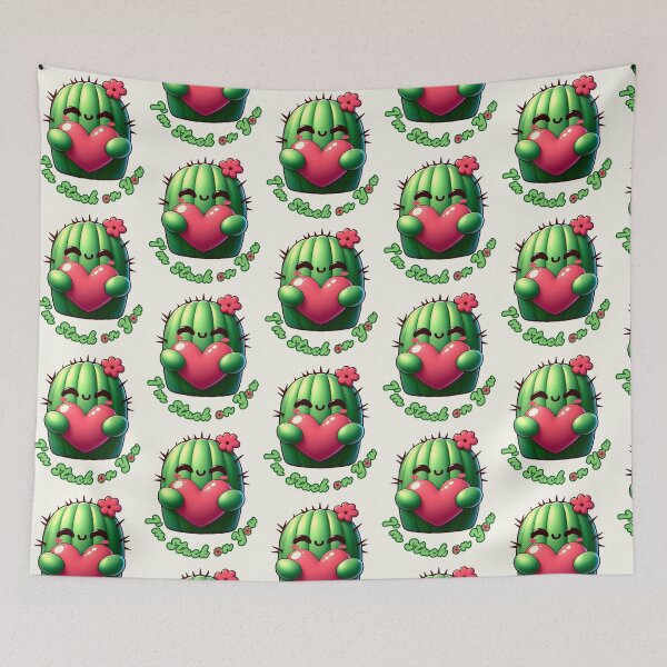 Item preview, I'm Stuck on You - Cute Cactus Kawaii Style Design - Romantic Love Pun designed and sold by Dantin.