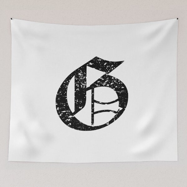 Item preview, Capital Letter G - Eroded / Distressed Gothic Blackletter Script / Old English Font (Black) designed and sold by STUDIO-72.