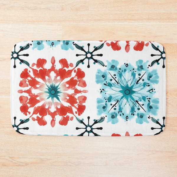 Item preview, Red and Blue Watercolor Flower Splotches designed and sold by  patchworkpersona.
