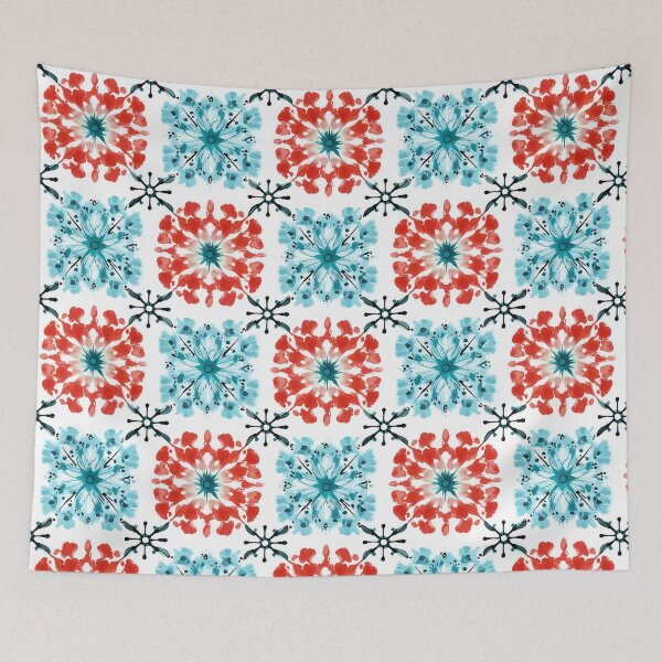 Item preview, Red and Blue Watercolor Flower Splotches designed and sold by  patchworkpersona.