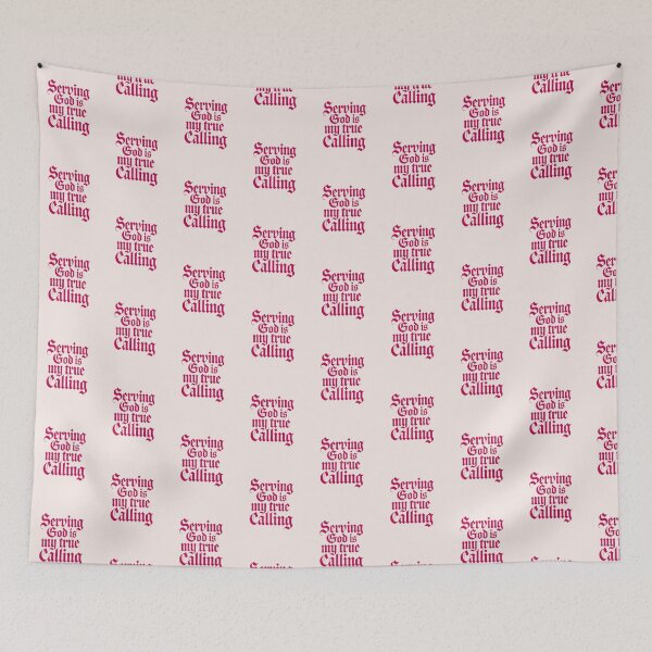 Item preview, Serving God Is My True Calling Pink Bible Verse Christian Faith Art designed and sold by  KnitLuv.