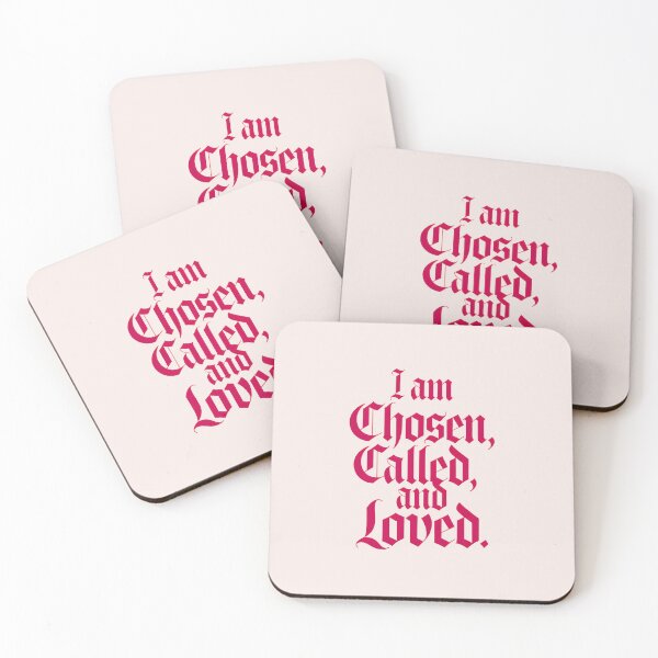 Item preview, I Am Chosen, Called, and Loved Pink Bible Verse Christian Faith Art designed and sold by  KnitLuv.