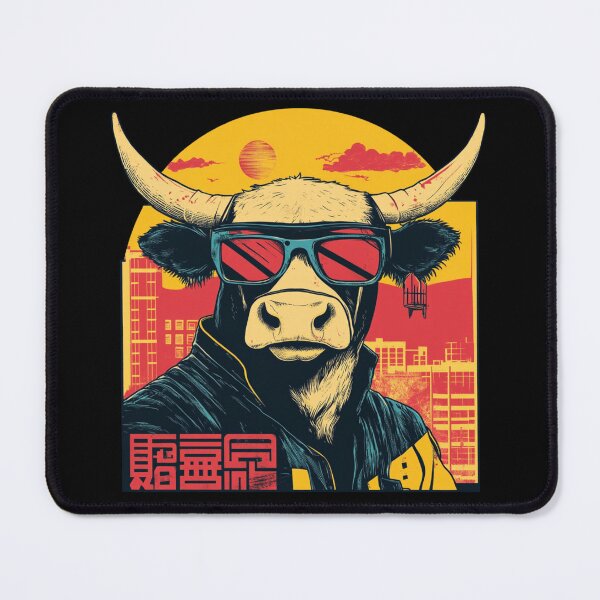 Item preview, Cool retro cow in glasses ushi Hiroshi Nagai designed and sold by Nightarcade.