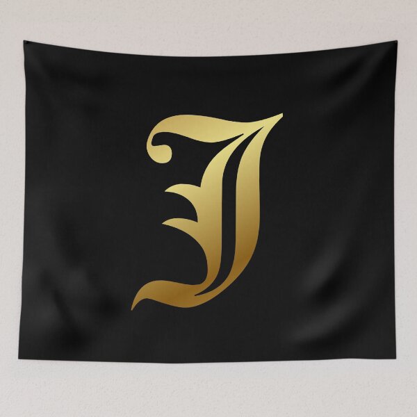 Item preview, Capital Letter J - Foil Gold Effect Gothic Blackletter Script / Old English Font designed and sold by STUDIO-72.
