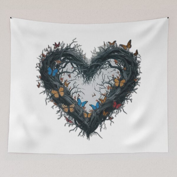 Item preview, Valentines Day gothic thorny heart with butterflies,valentine heart,valentine art,valentine design designed and sold by Expressions-Sel.