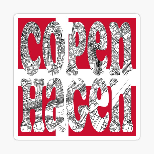 Item preview, Copenhagen City Map Typography - Denmark Flag Urban Design designed and sold by Michael van der Hoorn.