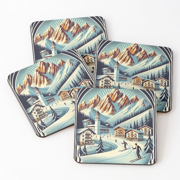Item preview, Cortina d’Ampezzo Art Deco Travel Poster – Vintage Italian Alps Ski Resort designed and sold by ilconte87.