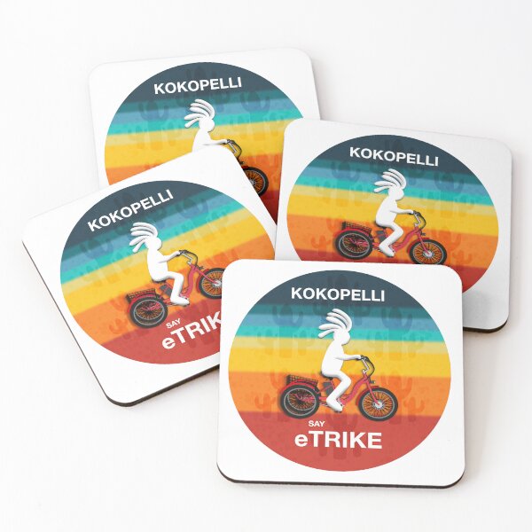 Item preview, Kokopelli on his eTrike with Southwestern Colors designed and sold by Wayne Young Arts.