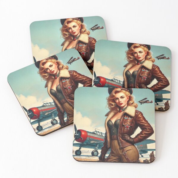 Item preview, WWII Nose Art Pin-Up – Russian Aviator in the Steppe designed and sold by ilconte87.