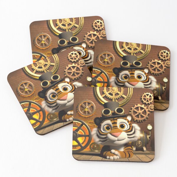 Item preview, Steampunk Indochinese Tiger with Clockwork Charm designed and sold by Sillytoe.