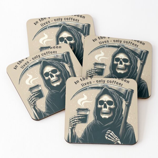 Item preview, Copy of Death full length with cup of coffee vector style. In the pauses between lives - only coffee. designed and sold by Drevorezkin.