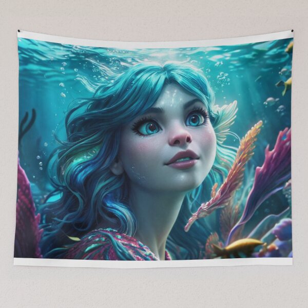 Item preview, Ethereal Mermaid Swimming Through Abstract Waters designed and sold by highplacidity.