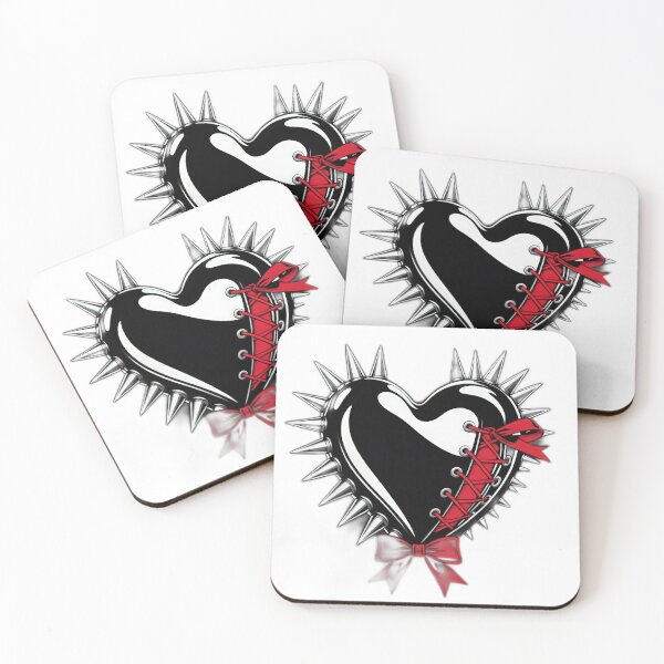 Item preview, Valentines Day gothic black heart with spikes and red ribbon corset,valentine heart,valentine art,valentine design designed and sold by Expressions-Sel.