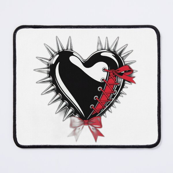Item preview, Valentines Day gothic black heart with spikes and red ribbon corset,valentine heart,valentine art,valentine design designed and sold by Expressions-Sel.