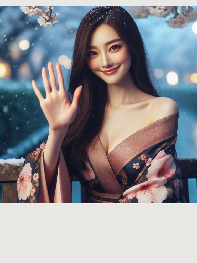Thumbnail 6 von 6, Premium Oversized Pullover, woman is depicted wearing a traditional Japanese kimono, designt und verkauft von ChamaruVerywell.