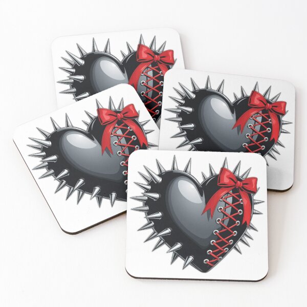 Item preview, Valentines Day gothic black heart with spikes and red ribbon corset,valentine heart,valentine art,valentine design designed and sold by Expressions-Sel.