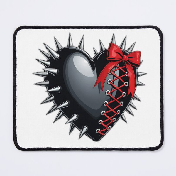 Item preview, Valentines Day gothic black heart with spikes and red ribbon corset,valentine heart,valentine art,valentine design designed and sold by Expressions-Sel.