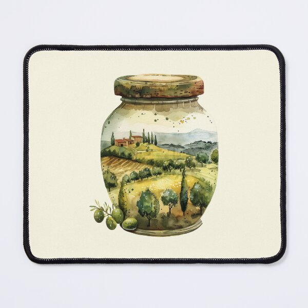 Artikelvorschau, Olivenkrug mit italienischer Landschaft darin entworfen und verkauft von EmeraldeaArt.