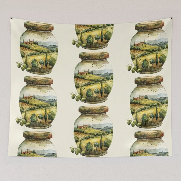 Item preview, Olive Jar with an Italian landscape in it designed and sold by EmeraldeaArt.