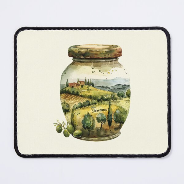 Item preview, Toscana encerrada en un tarro de aceitunas, arte de acuarela designed and sold by EmeraldeaArt.